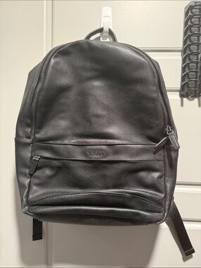Guess Black Pebbled Leather Backpack